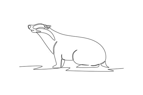 Single one line drawing mammal animal concept. Continuous line draw design graphic vector ...