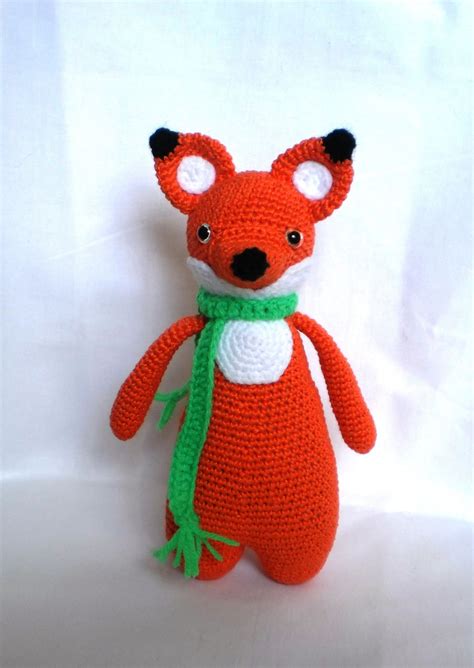 Crochet fox toy. Plush fox stuffed animal. Soft cotton toy for kids. Woodland animal. Baby ...