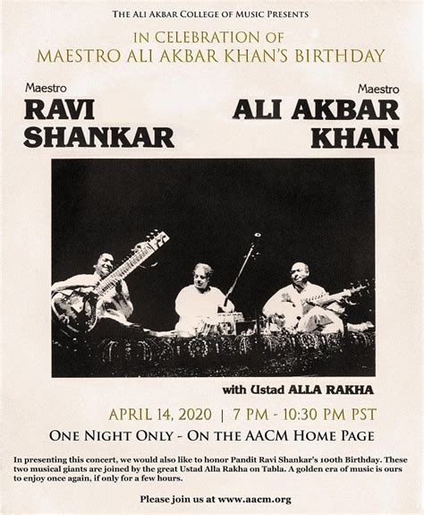 Maestros Ali Akbar Khan & Ravi Shankar In Concert Accompanied By Ustad ...