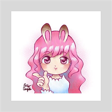 Pink Bunny Girl - Cute Kawaii Anime Art, an art print by Bridget ...