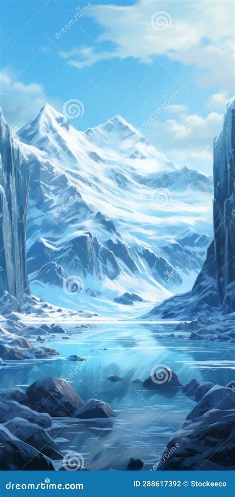 Breathtaking Glacier Painting with Hyperrealistic Details Stock ...