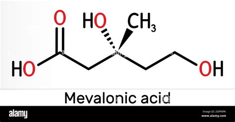 Mevalonic acid, MVA, R-mevalonic acid molecule. It is precursor in the ...