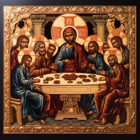 Premium AI Image | The Last Supper of Jesus Christ with the 12 apostles icon Religious history ...