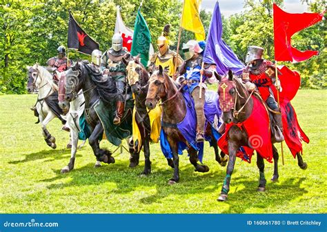 Knights Cavalry on Horseback Medieval Times Stock Photo - Image of ...