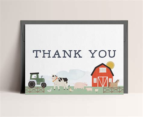 Farm Birthday Thank You Card Template Modern Farm Tractor - Etsy Canada