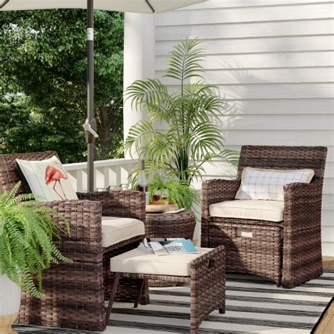 Halsted 5pc Wicker Small Space Patio Furniture Set - Threshold™ : Target