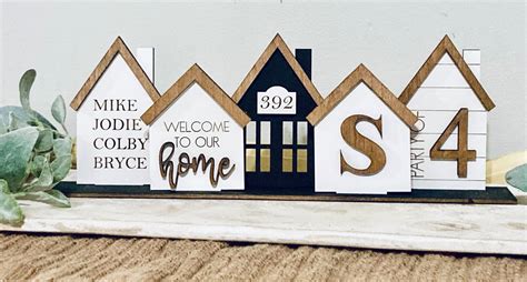 Family House Centerpiece Personalized Family Name Decor Farmhouse Family Mini Signs Housewarming ...