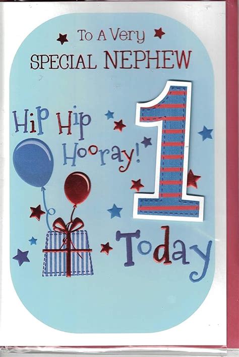 Prelude Nephew 1st Birthday Card ~ to A Very Special Nephew 1 Today ~ Blue Present & Balloons ...