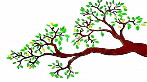 How to draw a branch with leaves | Tree Drawing for beginners - YouTube