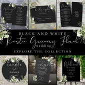 Black And White Greenery Floral QR Code Wedding Invitation | Zazzle