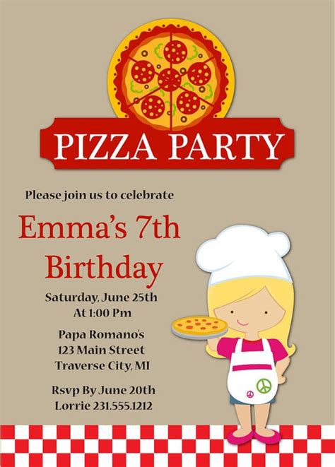 Pizza Party Birthday Invitation - Announce It! | Pizza party invitations, Pizza party birthday ...