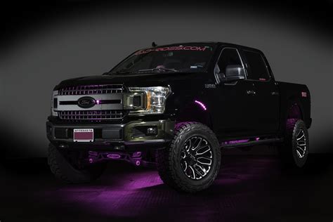 Lifted Custom Ford F-150 4x4 Truck with Custom Led Lighting in Black with Pink Accents