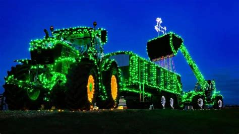 Tractors & Combines Strung With Over 1 Mile Of Christmas Lights At Dealership