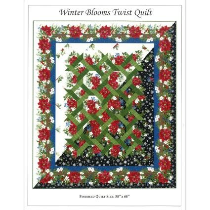 Winter Blooms Garden Twist Quilt Kit 58x 68 Cream Background