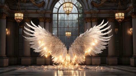 Premium AI Image | White angel wings UHD wallpaper