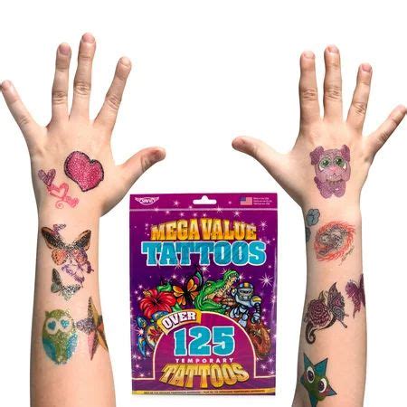 Savvi (125 Pack) Tattoo Kit Temporary Tattoos For Kids Assorted Designs Party Favors - Walmart ...