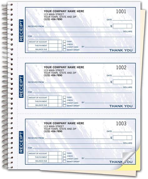 Amazon.com : CheckSimple Blue Cash Receipt Books, 3-to-a-Page w/Duplicates, Wire-Bound Book ...