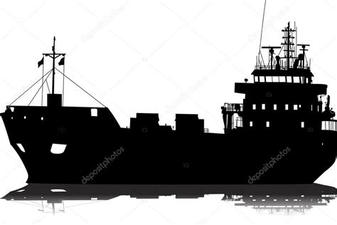 Silhouette Cargo Ship Vector