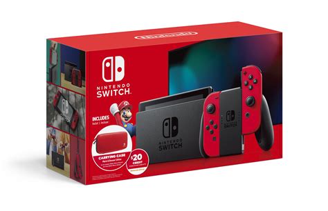 Nintendo Switch Bundle with Mario Red Joy-Con, $20 Nintendo eShop Credit, & Carrying Case ...