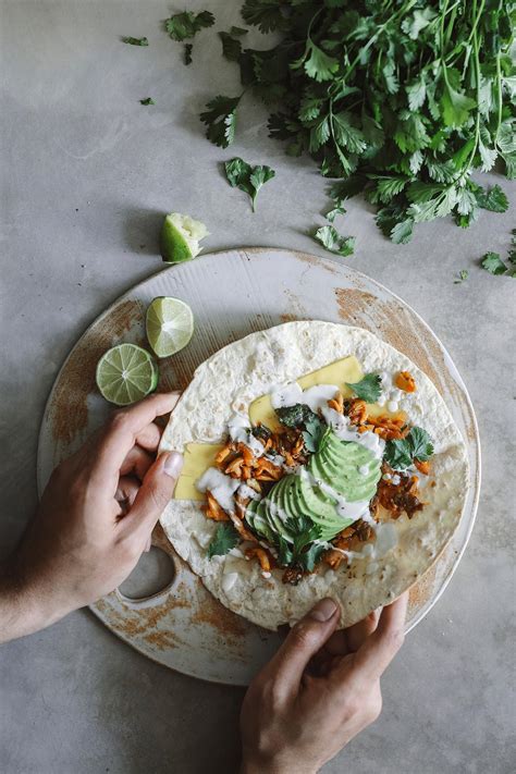 Homemade mushroom quesadilla food photography recipe idea | Free stock photo - 501241