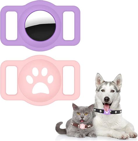 2 Pcs Air Tag Dog Collar Holder For Apple Airtag Silicone Case Cover ...