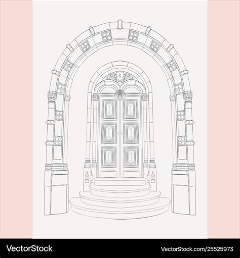 Gothic gate hand drawn sketch vintage doors Vector Image