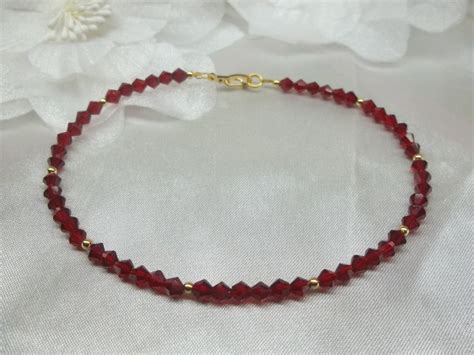 Garnet Anklet Red Ankle Bracelet Red Anklet 14k Gold Anklet - Etsy