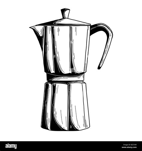 Sketch coffee maker. Coffee maker isolated on white background. Vector ...