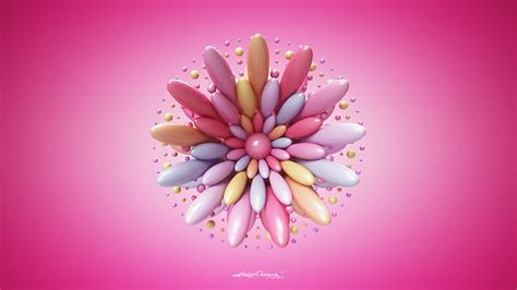 Flower wallpaper, abstract, 3D, Lacza, pink background HD wallpaper | Wallpaper Flare