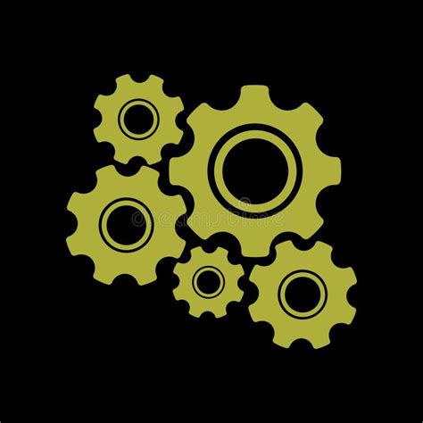 5 Gear or Cog Vector Icon in Dark Background Stock Vector - Illustration of equipment, logo ...