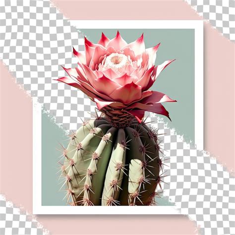 Premium PSD | Large thorny cacti with flowers