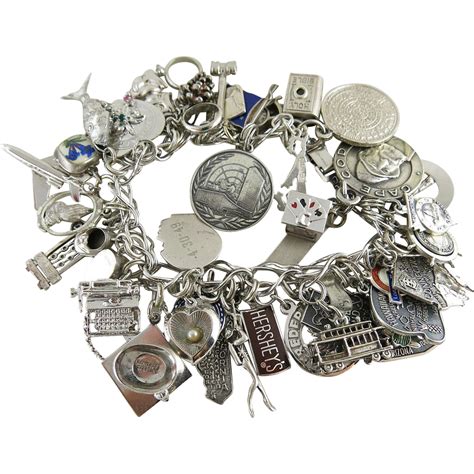 Vintage W.E. Richards Sterling Silver Charm Bracelet With 48 Charms | Charm bracelet, Silver ...