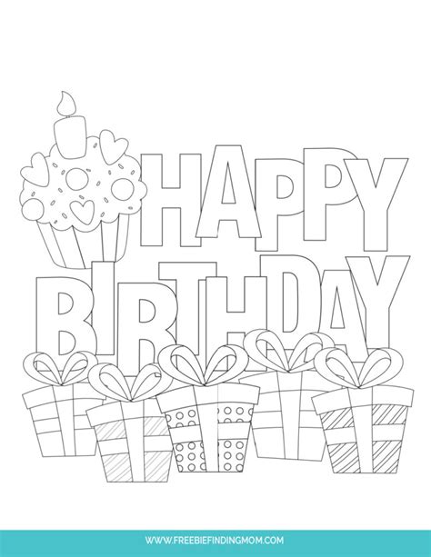 Free Cute Happy Birthday Shapes Coloring Pages Printable