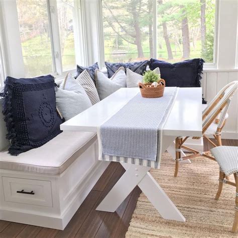 Sunbrella Fabric Breakfast Nook Cushions Dining Table / Window Seat / Bench L-shaped Indoor ...