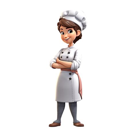 Cute cartoon female chef character on transparent background ...