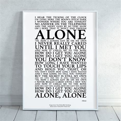 Alone Song Lyrics Print Official Licensed Print Poster - Etsy