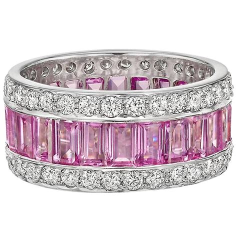 Pink Sapphire Diamond Eternity Band Ring at 1stDibs