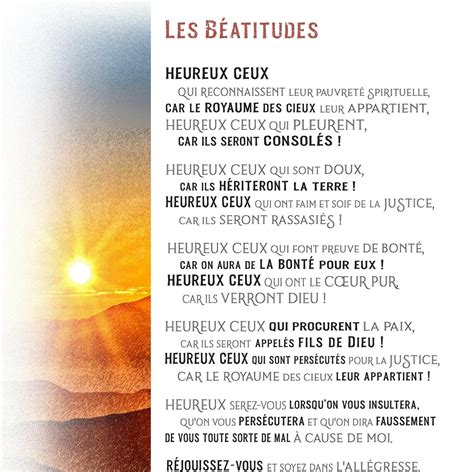 Sermon on the Mount, the Beatitudes Printable FRENCH VERSION Blessings and Hope in Every Verse ...