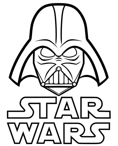 Star Wars logo and Vader on a unique coloring page, sheet, books