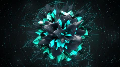 Online crop | black and green flower illustration, abstract, digital art, shapes, 3D HD ...