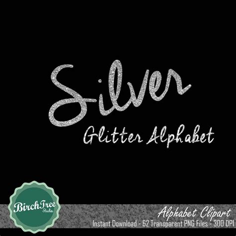 Silver Glitter Alphabet Clipart Silver Sparkle Letters - Etsy