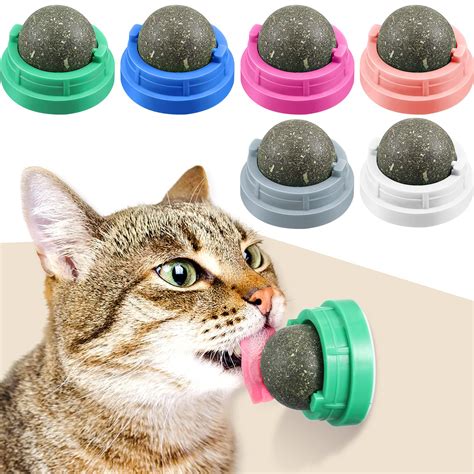 Buy 6 Pieces Silvervine Catnip Wall Balls Edible Kitty Catnip Wall Toys Licking Rotatable Cat ...