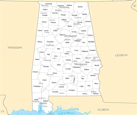 Map Of Alabama With Cities And Towns - Terminal Map