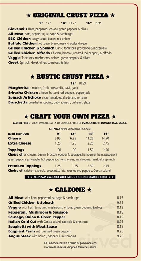 Amato's menu in Bangor, Maine, USA