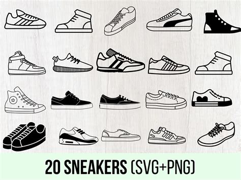 Sneaker Svg, Sneakers Png, Tennis Shoes Svg, Clipart for Cricut and ...