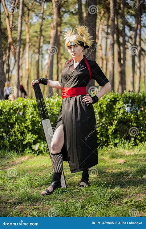 Young White European Girl Cosplay on Character Temari Nara from Anime ...