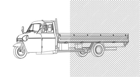 Premium PSD | Truck hand drawing and sketch black and white.