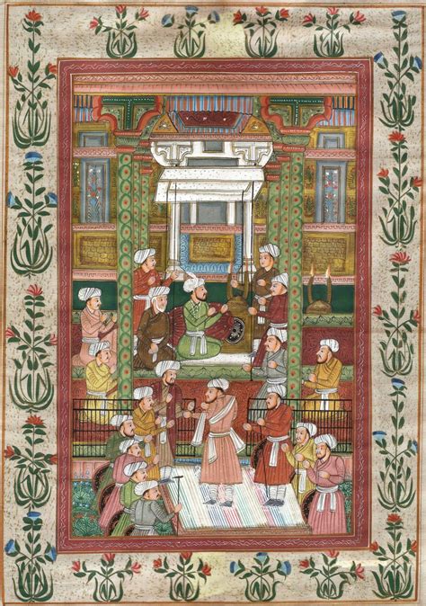 Persian Miniature Painting Handmade Court of Shah Islamic Watercolor ...