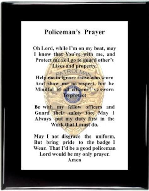 Policeman's Prayer 1011 Law Enforcement Law Enforcement | Etsy