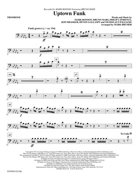 Uptown Funk - Trombone | Sheet Music Direct